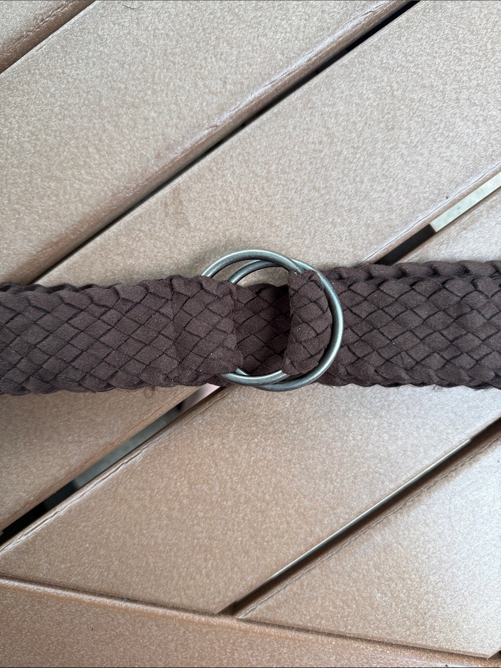 Limited Too Y2K Braided Brown Faux Leather Ring Belt